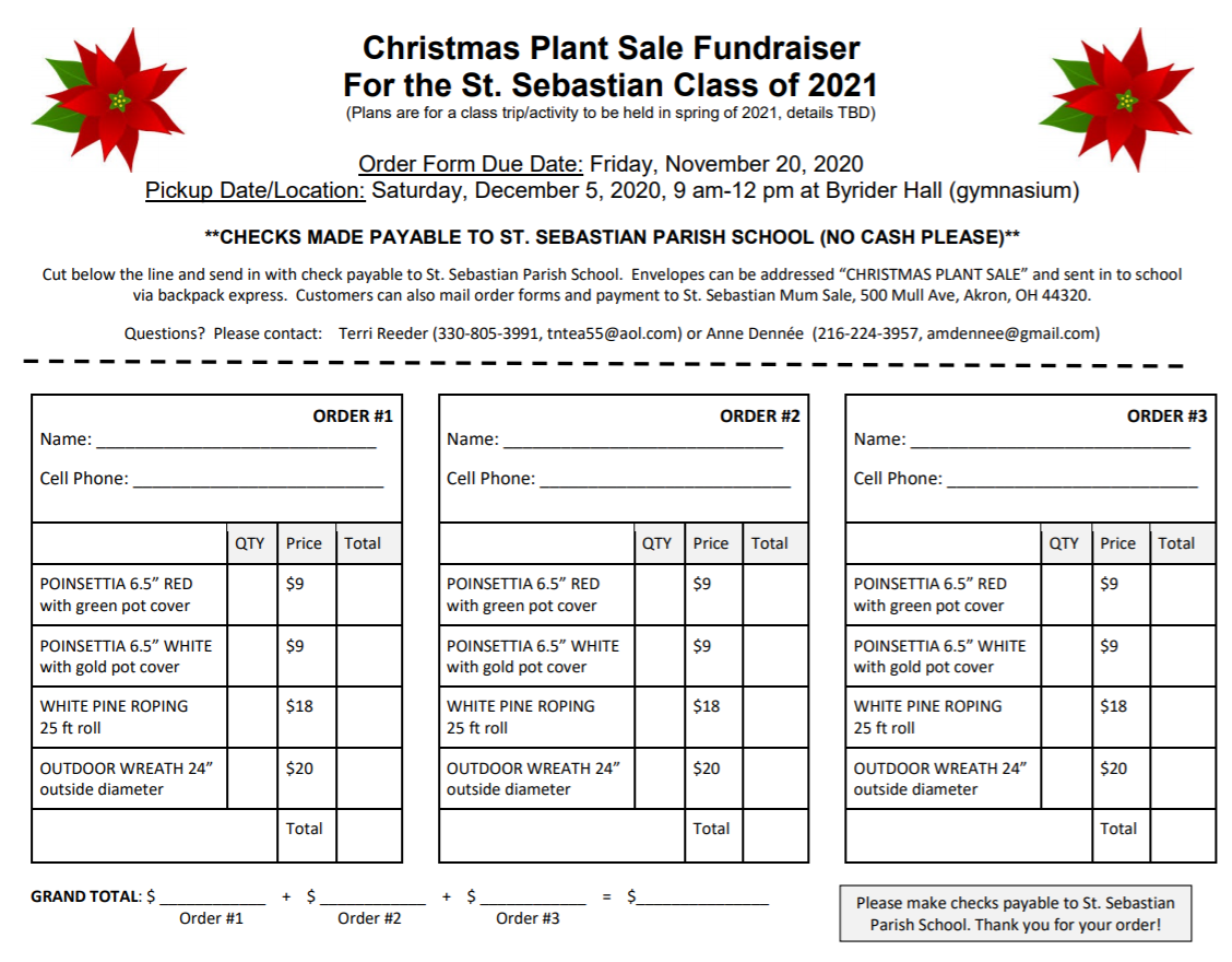 Christmas Plant Sale Fundraiser Saint Sebastian Parish